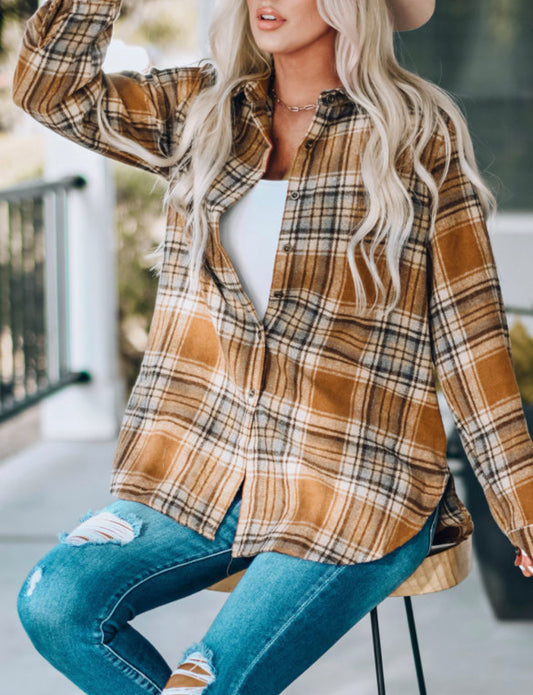 Peachy plaid shacket